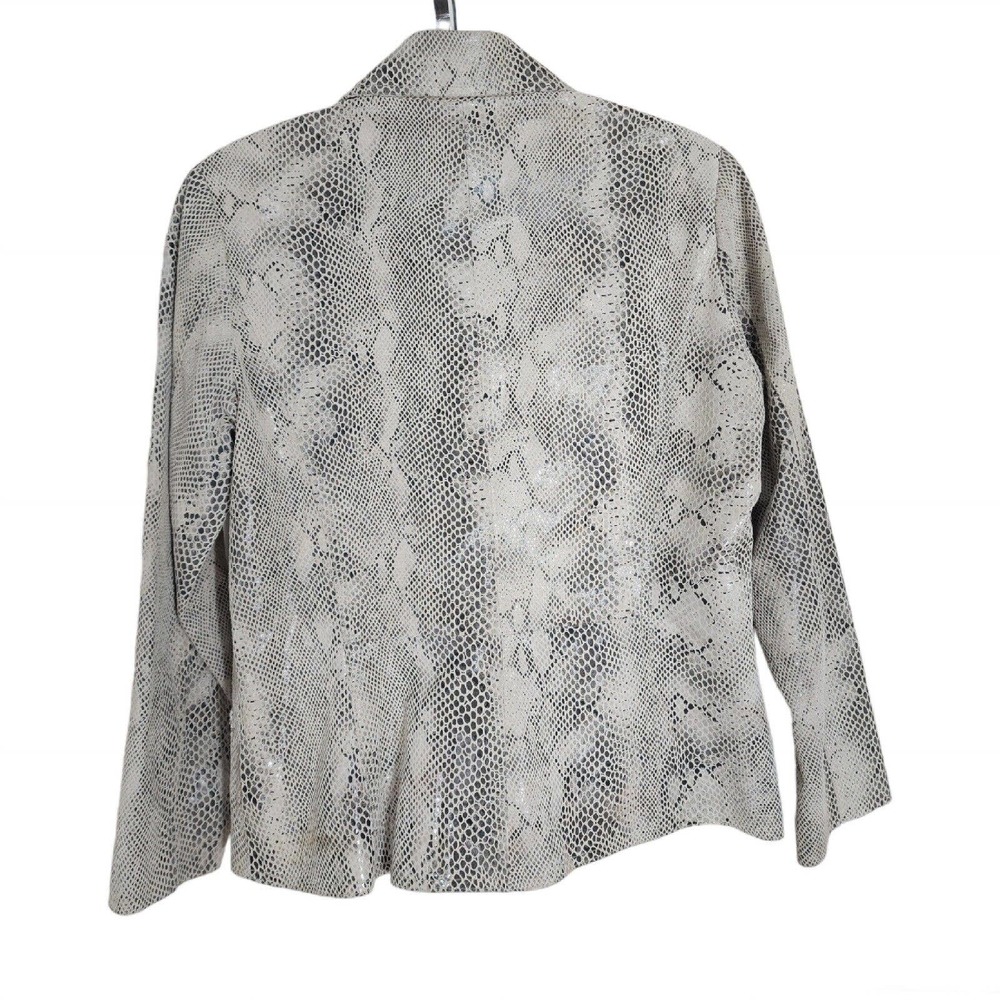 Lucia Womens Jacket Beige Suede Snake Print Vtg 90s Y2K 00s Blazer Coat Size 8 M - Picture 2 of 10